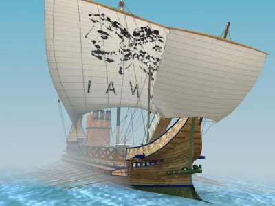 Roman Bireme Outside Lowpoly Low-poly 3D model