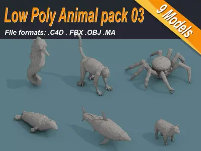 Low Poly Animal Isometric Icon Pack 03 Low-poly 3D model