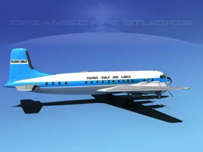 Douglas DC-7B Trans Gulf Air Cargo 3D model