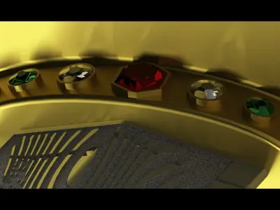 Kriss Dagger -Gem embedded Brass Guard 3D model 3D print model