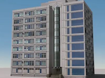 Building Lowpoly apartment with roof Low-poly 3D model