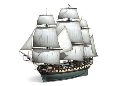 HMS Bellona 1760 3rd Rate Low-poly 3D model