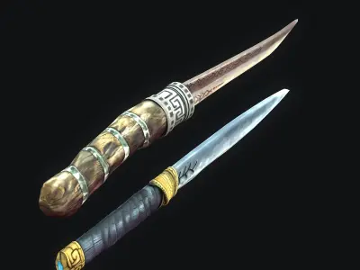 Stylized Knifes - GOW Low-poly 3D model