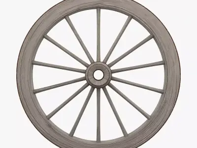 Old Wagon Wheel Low-poly 3D model