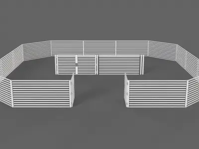 PBR Gate and Fence 4 Low-poly 3D model