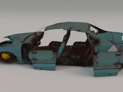 destroyed cars Low-poly 3D model