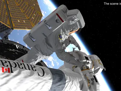 Astronaut in Extravehicular Mobility Unit Rigged for Maya 3D model