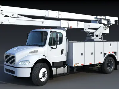 Freightliner M2 106 Bucket Truck - Boom Truck Low-poly 3D model