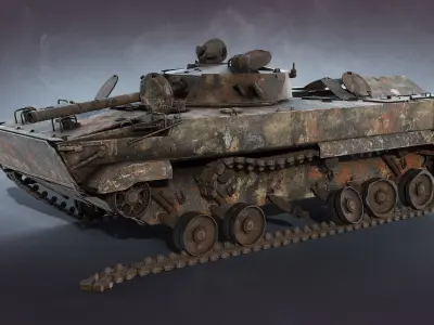 BMP-3 Burnt Low-poly 3D model