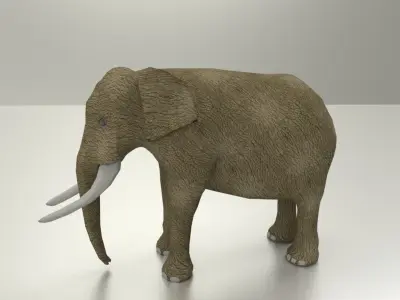 Elephant with long tusks Low-poly 3D model