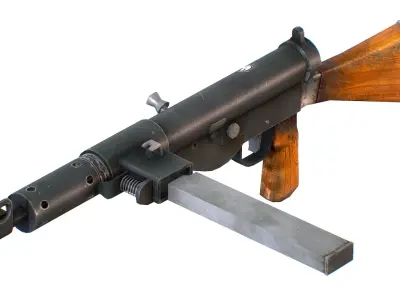 British Sub Machine Gun - Sten Mk V 1944 Low-poly 3D model