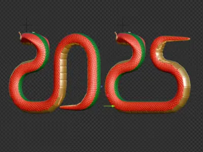 2025 Chinese New Year Of Serpent Top View 3D Render Illustration 3D model