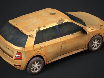Abandoned Modern Car - Low Poly Game Ready Low-poly 3D model