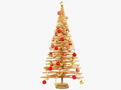 Wooden Christmas Tree V6 3D model
