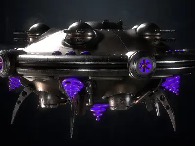 SteamPunk UFO Low-poly 3D model