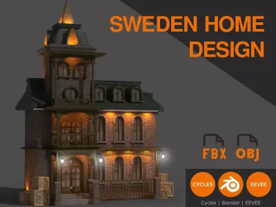 SWEDEN HOME DESIGN Low-poly 3D model