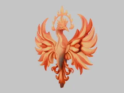 Fiery Phoenix Low-poly 3D model