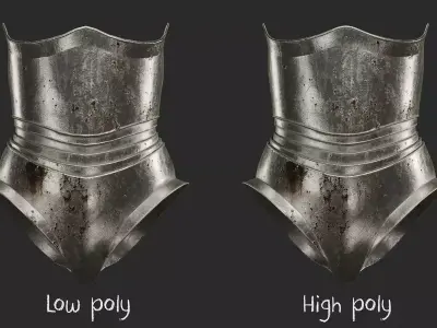 Female knight fantasy armour corset Free low-poly 3D model