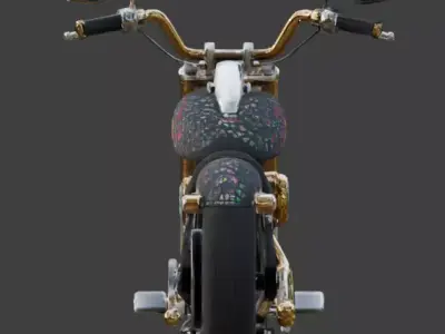 Mexican Dia de los Muertos Jeweled Chopper Motorcycle Low-poly 3D model