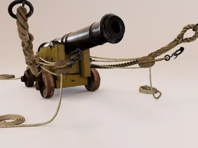 24 Pounder Naval Carriage Gun 3D model