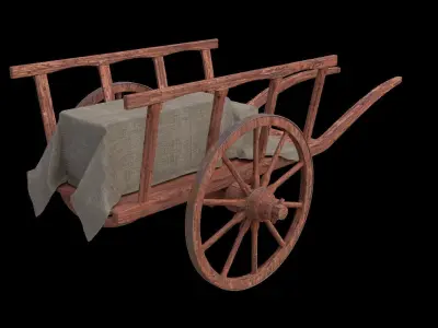 Medieval Cart Low-poly 3D model