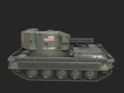 3 Coatings of US Army T249 Vigilante self-propelled AA gun Low-poly 3D model