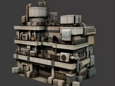 Dystopian Building 5 Low-poly 3D model