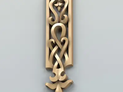 Carved decor vertical 003 Free 3D model