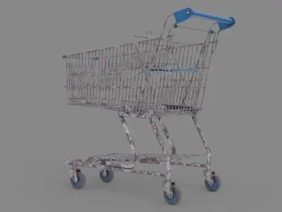Shopping Cart 1 Old Low-poly 3D model