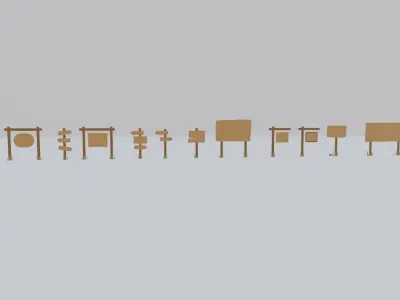 Lowpoly Wood Signs Free low-poly 3D model