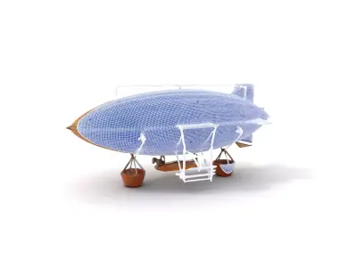 Vintage Wooden Airship model pack Low-poly 3D model