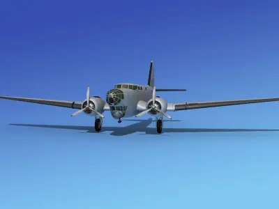 Douglas B-18A Bolo Bare Metal 3D model