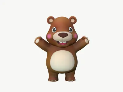 High-Quality Stylized Cartoon Bear Character 3D model