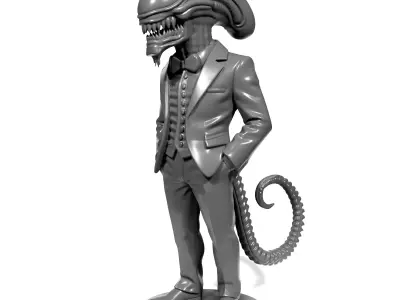 Alien in a suit 3D print model