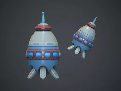 Cartoon Rocket 2 PBR Game Ready Low-poly 3D model