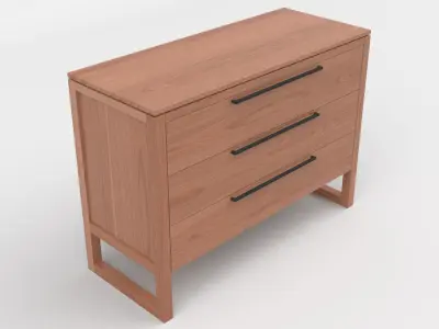 Linea II Natural Three Drawer Chest 3D model