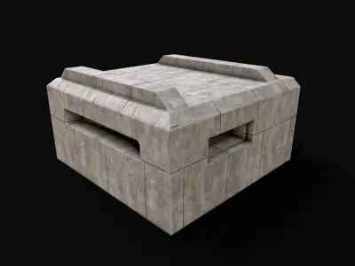 Military Concrete Bunker Base 1 Low-poly 3D model