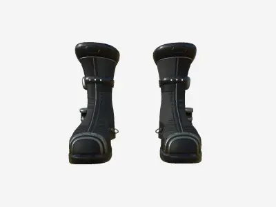 SciFi Boots A01 Full Black - Character Design Fashion Low-poly 3D model