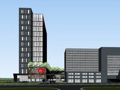 SU model of integrated office building building 3D model