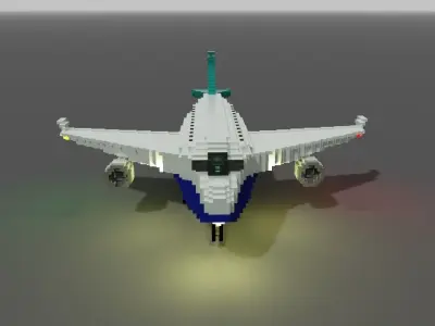 Voxel Airplane Low-poly 3D model