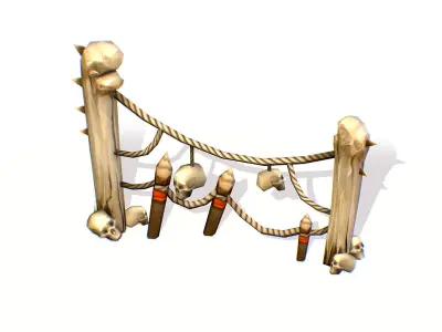 Handpaint Cartoon Bone Memorial Totem Symbol Low-poly 3D model