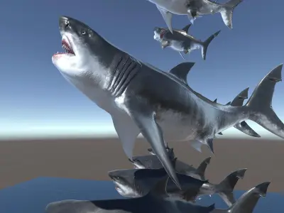 Dinosaur MEGALODON - Sea Monster Series 5 Low-poly 3D model