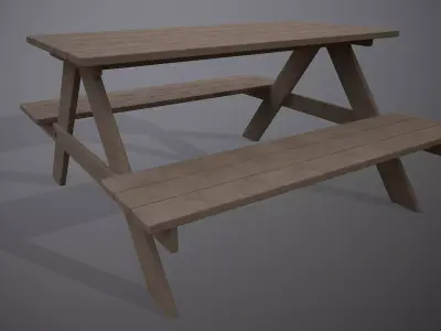 Wooden Picnic Table 3D model purchase