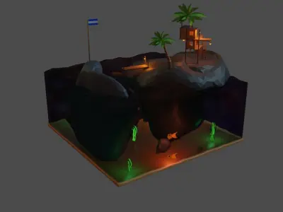 Night Island Low-poly 3D model