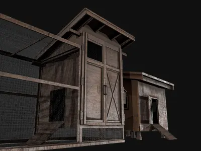 Chicken Cage 2 Types Low-poly 3D model