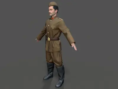Soviet soldier Low-poly 3D model