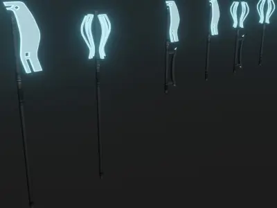 Sci-fi spears and swords collection pack Low-poly 3D model