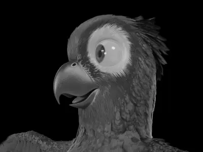 Parrot Ajwa Cartoon bird in Blender low-poly 3d model Low-poly 3D model