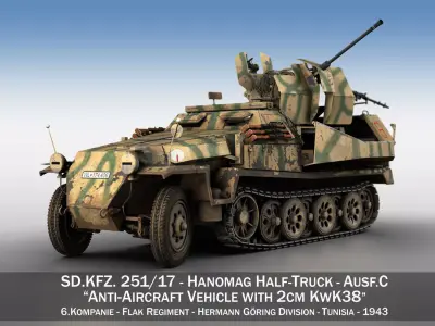 SDKFZ 251 Ausf C - Hanomag AA- vehicle - 8 3D model