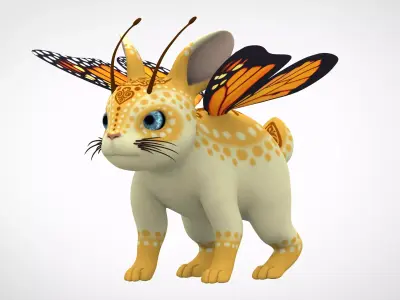 Monarch Bunnyfly Low-poly 3D model